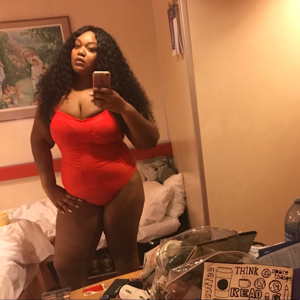 Red one piece swimsuit